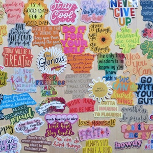 50 Large Positive Phrase Word Stickers, Support Encouragement Planner Journal Word Stickers, Affirmation Quote Message Stickers