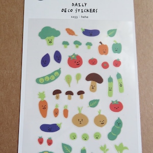 Vegetable Food Stickers, Funny Smiley Meal Dinner Planner Scrapbooking Stickers, Suatelier No. 1153 Hehe Stickers, Vegetarian Theme Stickers