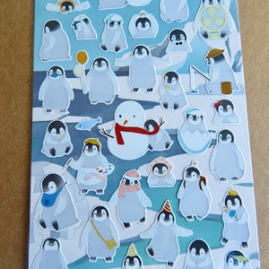 Penguin Snow Activity Stickers, Cute Animal Stickers, Nekoni Planner Journal Scrapbook Stickers, Kawaii Penguin Lover Gift