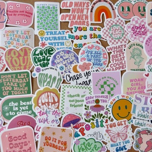 50 Large Positive Phrase Word Stickers, Support Encouragement Planner Journal Word Stickers, Self Love Affirmation Quote Message Stickers