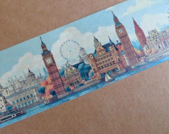 Ruban adhésif vélin en Washi 65 mm, Londres Angleterre, monuments anglais, cadeau de papeterie anglophile sur le thème du Royaume-Uni