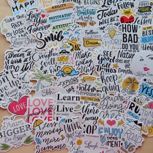 49 Large Positive Phrase Word Stickers, Support Encouragement Planner Journal Word Stickers, Affirmation Quote Message Stickers
