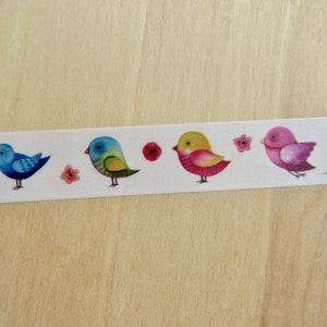 Bird Washi Tape, Song Bird Illustration Masking Tape, 15 mm Planner Washi, Bird Journal Washi Tape, Bird Lover Stationery Gift