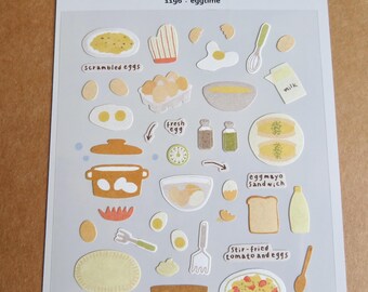 Stickers petit déjeuner cuisine avec œufs, Suatelier n° 1196 Stickers repas et activités quotidiennes à l'heure des œufs