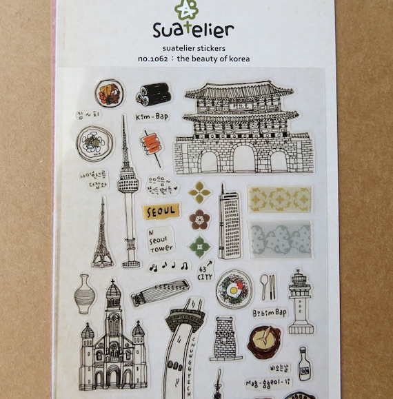 The Beauty of Korea Suatelier 1062 Stickers, Travel Gift Stickers, Vacation Planner Journal Stickers, South Korea Theme Landmark Stickers