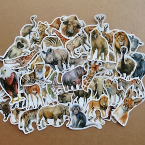 50 safari dieren stickers, exotische dieren planner dagboek dagboek stickers, realistische dieren scrapbooking stickers, wilde dierenliefhebber cadeau