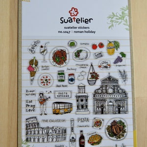 Italy Stickers, Travel Doodle Stickers, Rome Roman Planner Scrapbooking Stickers, Suatelier Italy Theme Landmark Stickers, Italy Travel Gift