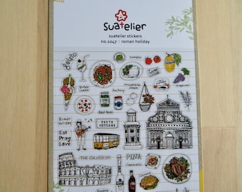 Italy Stickers, Travel Doodle Stickers, Rome Roman Planner Scrapbooking Stickers, Suatelier Italy Theme Landmark Stickers, Italy Travel Gift