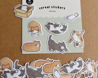 Kitty Cat Stickers, Cute Cat Theme Stationery, Kawaii Cat Lover Gift, Suatelier 304 Cats! Cereal Stickers