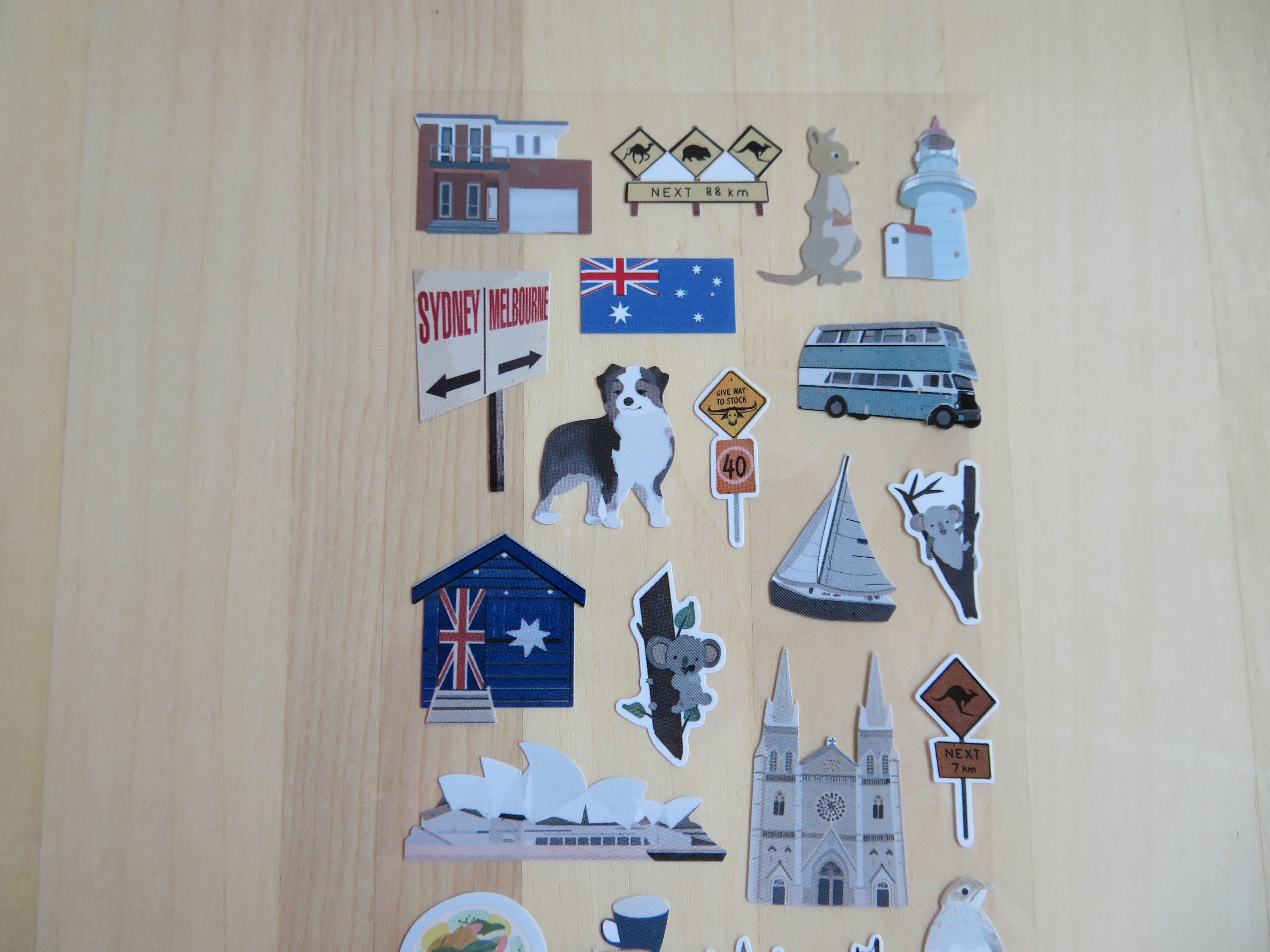 Australia Stickers, Travel Doodle Stickers, Nekoni Australia Landmark ...