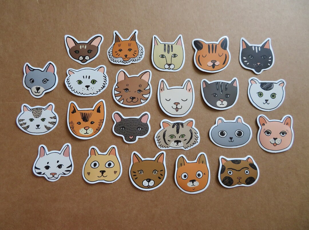 22 Cat Stickers, Illustrated Kitty Kitten Feline Scrapbooking Journal ...