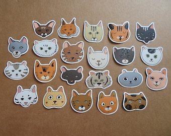 22 pegatinas de gatos, pegatinas ilustradas de gatitos felinos para álbumes de recortes, agendas, portátiles, papelería para amantes de los gatos