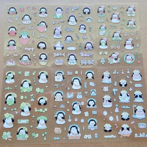 Penguin Party Sticker Sheet Set, Arctic Animal Scrapbook Journal Stickers, Penguin Lover Gift, Penguin Stationery