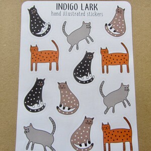 Cat Planner Stickers, Hand Illustrated Kitty Cat Feline Journal Stickers, Cat Theme Scrapbooking Stickers, Cat Lover Stationery