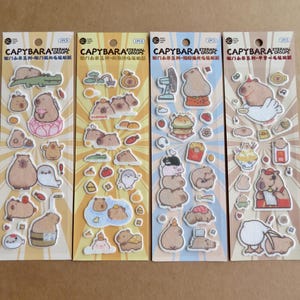 Capybara Stickers, Illustrated Animal Felt Stickers, Funny Cartoon Rodent Stickers, Planner Journal Stickers, Capybara Lover Stationery Gift
