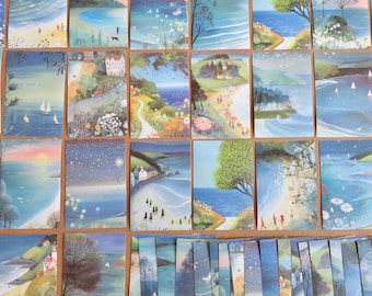 50 autocollants de scène de plage côtière, ensemble d'autocollants illustrés fantaisistes de bord de mer