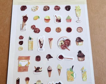 Stickers desserts pour amateurs de chocolat, pâtisserie, boulanger, gourmet, cadeau, papeterie