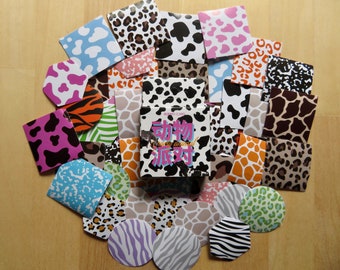 46 Animal Print Stickers, Planner Journal Scrapbooking Stickers, Stripes Spots Cheetah Zebra Pattern Stickers, Animal Print Stationery