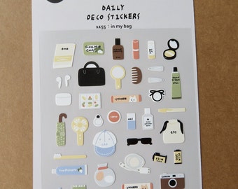 Cosmetic Toiletry Stickers, Every Day Hygiene Stickers, Purse Contents, Suatelier In My Bag No. 1155