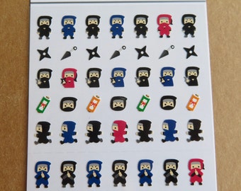 Mini Ninja Shinobi Stickers, Ninja Theme Stationery, Cute Ninja Gift