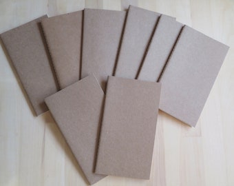 Slim Kraft Travel Notebook Insert Refill BLANK (cream pages), Stitched Journal Book 15.3 cm x 8.7 cm, Pocket Sketch Book