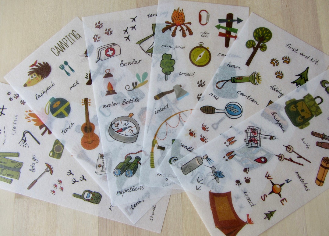 Camping Stickers, SET Nature Outdoor Stickers, Camping Planner Journal ...