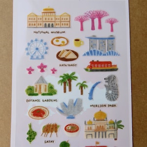 Trip to Singapore Suatelier No. 1157, Travel Vacation Stickers, Singapore Theme Landmark Stickers Travel Gift