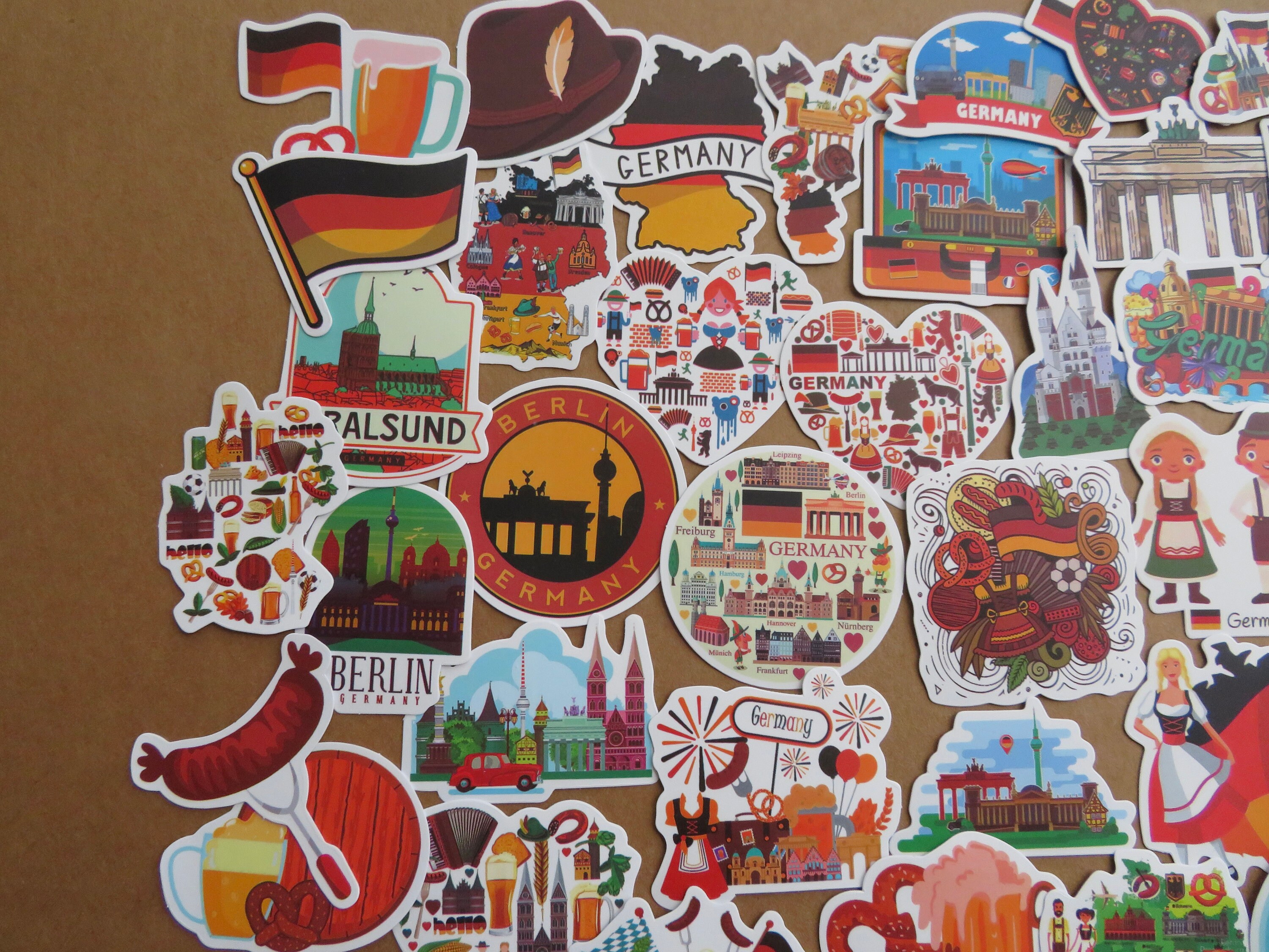 SET 50 Germany Theme Sticker Pack, German Culture Illustrated Stickers ...