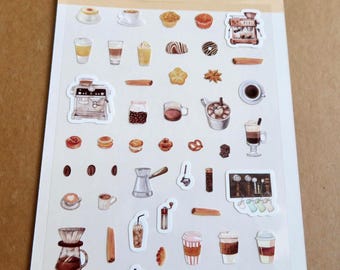 Stickers boisson café, thé, café, boulangerie, dessert, pâtisserie, gâteau, cadeau, barista, café, amateur, papeterie