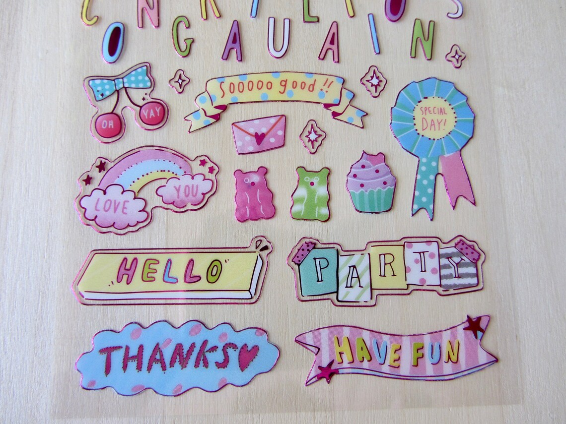 Congratulations Sticker Sheet, Award Stickers, Party Planner Stickers ...