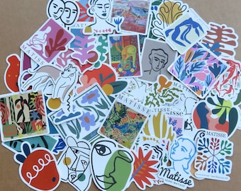 50 Modern Art Stickers, Henri Matisse Art Planner Journal Stickers, Modern Art Lover Stationery Gift