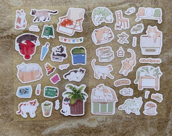 Kitty Cat Stickers, Cute Cat Stickers, Cat Theme Stationery, Planner Journal Diary Stickers, Kawaii Cat Lover Gift