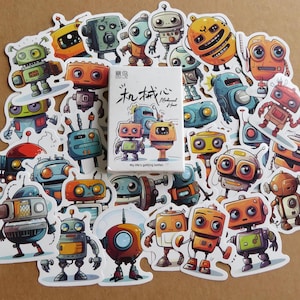 36 Robot Stickers, Cute Robot Sticker Set, Sci Fi Science Tech Robotics Theme Stationery, Robot Lover Gift