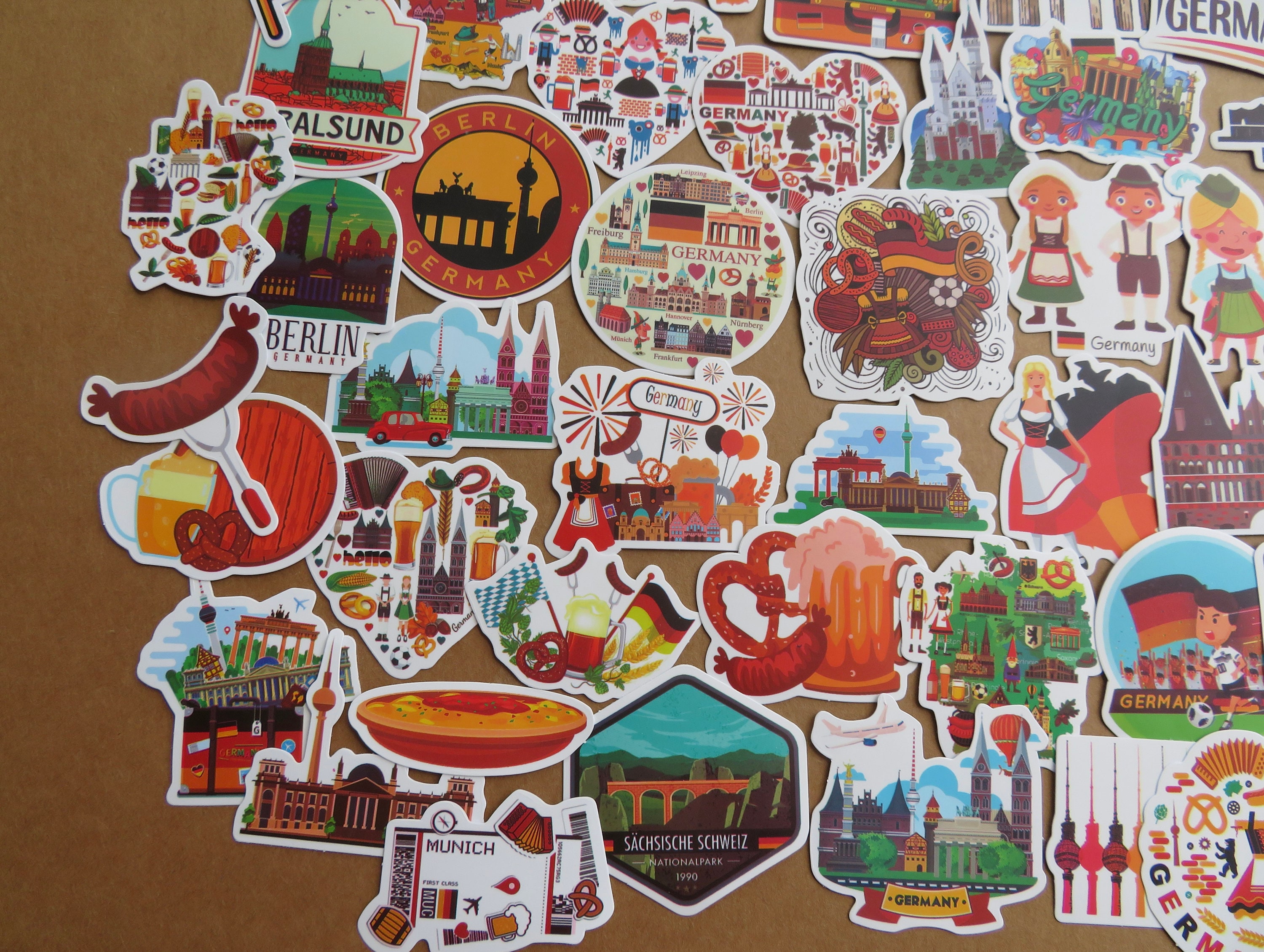 Germany Logo Sticker SET 50 Germany Theme Sticker Pack, German Culture Illustrated Stickers ...