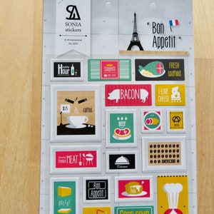 Bon Appetit Food Themed Planner Stickers, Sonia Korean Kitchen Cooking Stickers, Planner Journal Stickers, Suatelier No. 2015