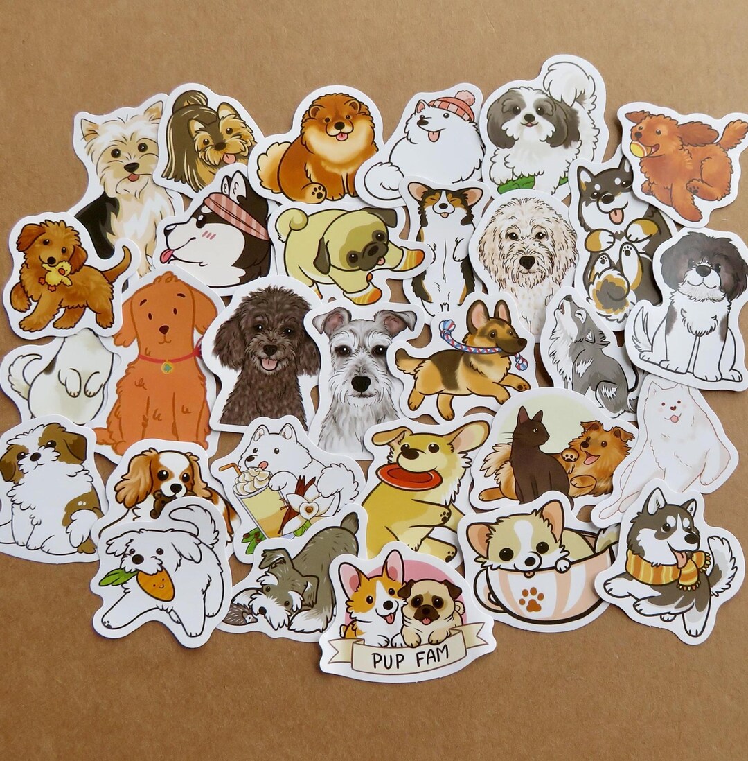Sticker Perro Do 30 Puppy Stickers, Cartoon Dog Canine Stickers, Dog Breed Planner ...