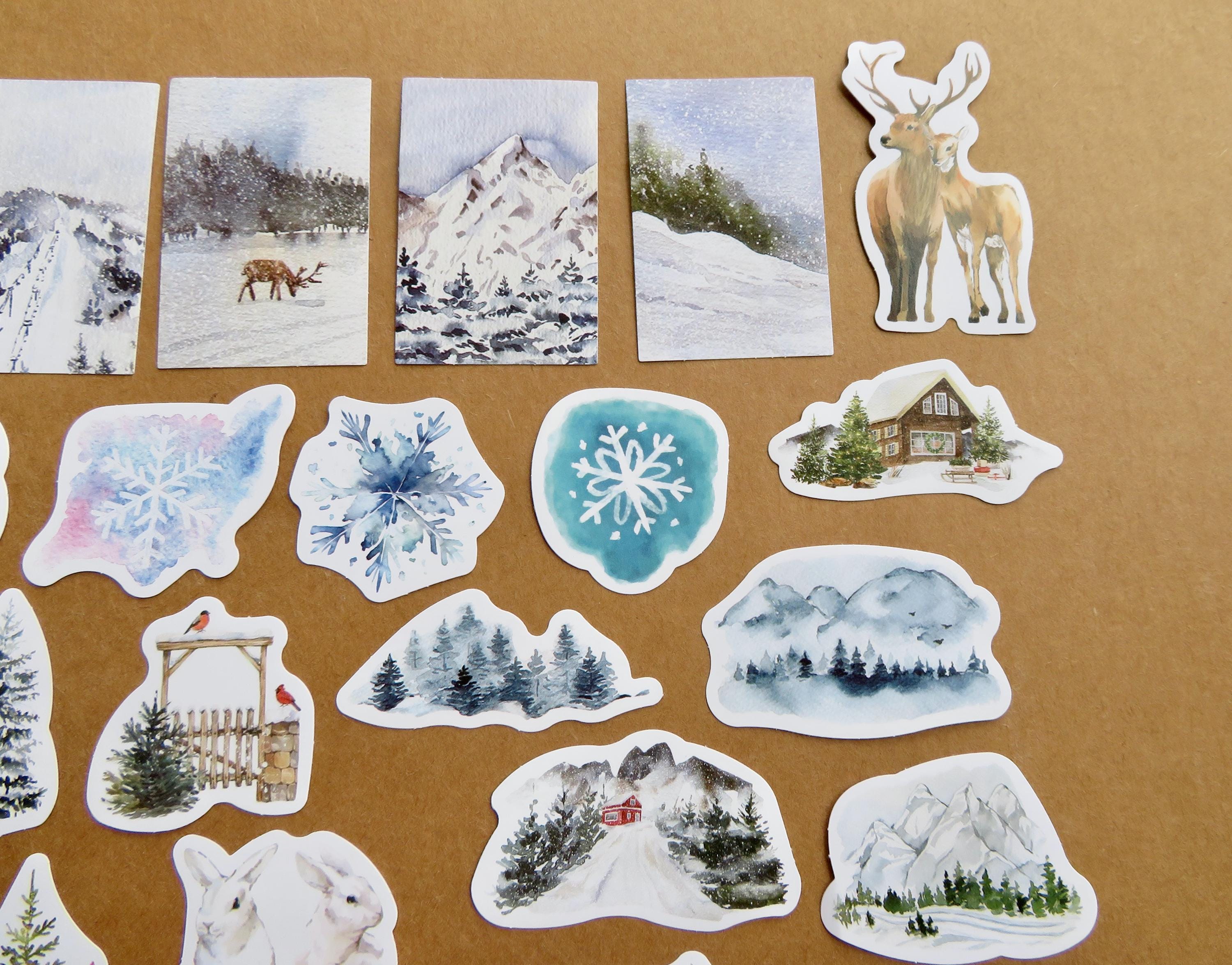 36 Winter Snow Scenery Stickers, Snowy Landscape Art Planner Journal ...