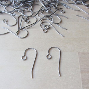 Titanium 24 mm 21 Gauge French Hook Earrings Wires, Hypoallergenic Grade 1 Titanium Earring Findings, Nickel Free Earring Components