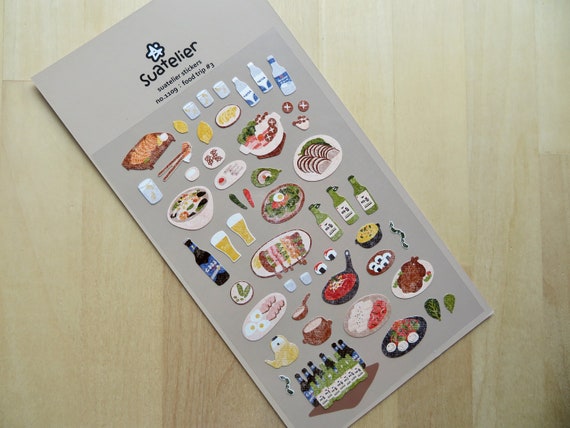 Food & Drink Stickers, Sushi Salad Doodle Stickers, Meal Dinner Journal Scrapbooking Stickers, Suatelier Food Trip 1109, Foodie Gift