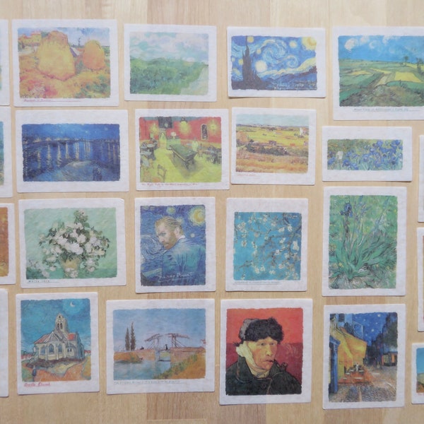 50 Vincent Van Gogh Impressionism Art Stickers, Vellum Art Planner Journal Stickers, Modern Impressionist Art Lover Stationery Gift