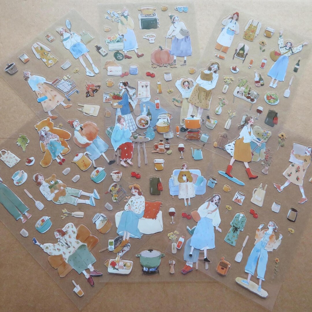 People Sticker Set, Every Day Daily Activity Illustrated Stickers ...