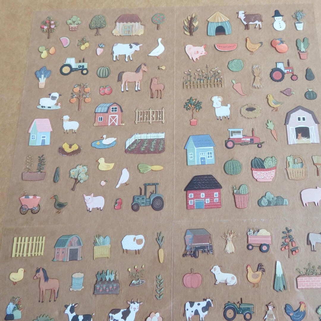 Country Farm Sticker Sheets, Countryside Farmer Theme Stationery, Cow ...