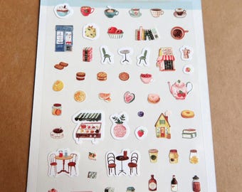 Stickers boisson café, thé, café, boulangerie, dessert, pâtisserie, gâteau, cadeau, barista, café, amateur, papeterie