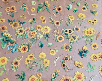Ensemble d'autocollants tournesol, carnet de notes, feuilles d'autocollants pour plantes et fleurs sauvages, autocollants de papeterie pour amateurs de fleurs de jardin