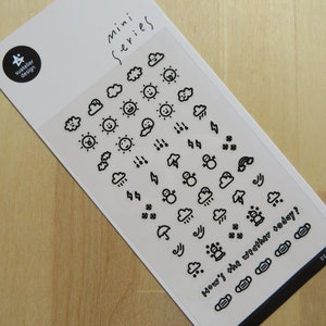 Tiny Weather Stickers, Season Journal Planner Scrapbooking Stickers, Suatelier Mini Deco 110, Sun Rain Cloud Snow Wind Stickers
