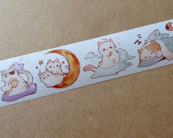 Cats Wide Washi Tape, Kitten Kitty Cat Scrapbook Planner Journal Tape, Kawaii Cat Masking Tape, Cat Lover Stationery Gift