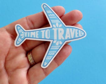Airplane Travel Sticker, Vinyl Aviation Planner Journal Sticker, Word Sticker, Plane Illustration Sticker, Travel Journal Sticker Gift