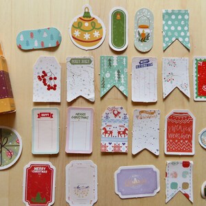 46 Holiday Christmas Label Stickers, Holiday Theme Journal Scrabooking Diary Stickers, Christmas Holiday Theme Sticker Embellishments