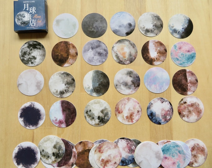 Paper Sticker Moon 46 Lunar Moon Stickers, Moon Planet Celestial Planner Journal Diary ...