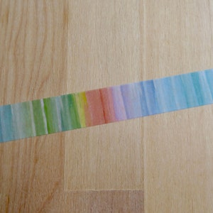 Rainbow Ombre Striped Washi Tape, Abstract Rainbow Masking Tape, Watercolor Journal Planner Scrapbook Washi Tape, Rainbow Stationery